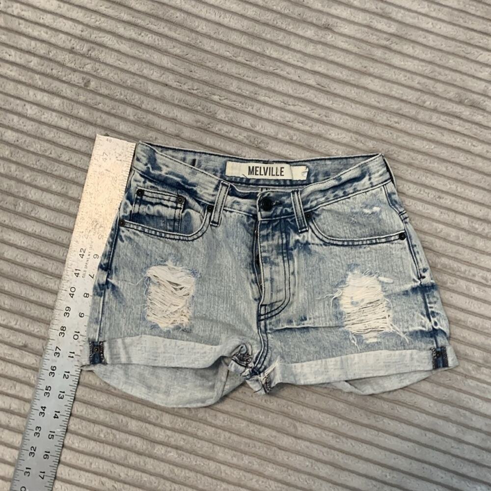 Melville Cut-Off Denim Shorts Jorts Jean Shorts Destroyed Women’s Small Italy - Picture 8 of 10
